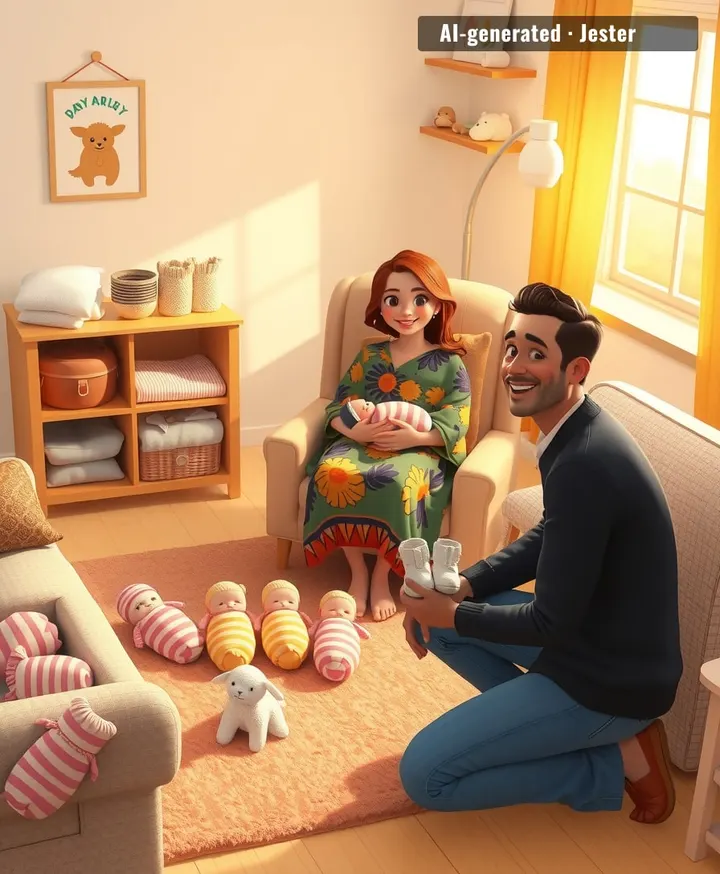 Six babies, twelve tiny socks, and one very tired group chat trying to keep the names straight.