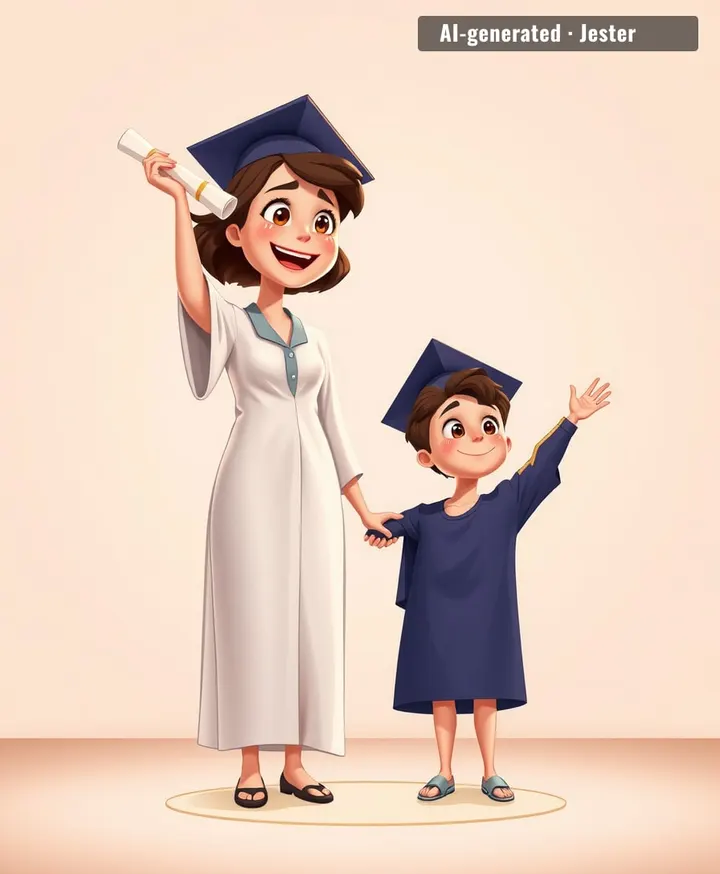 Took her the scenic route, but she still arrived before most of her classmates had a mortgage.