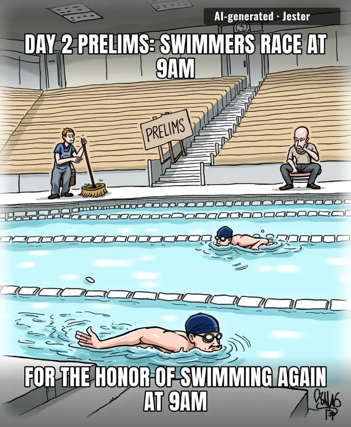 The only thing more pointless than waking up for prelims is watching them, and yet here we all are, pretending it's a lifestyle.