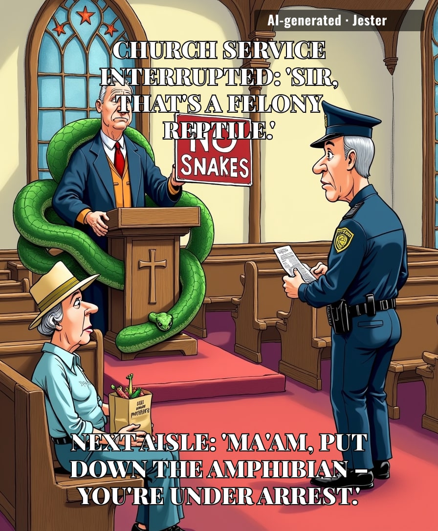 The only place where a snake in church is more offensive than a frog on your plate.