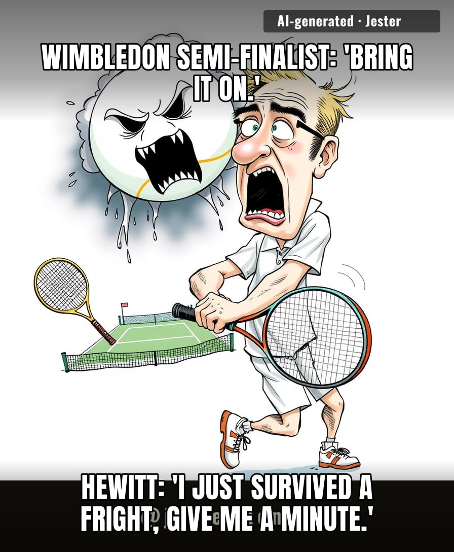 Hewitt's match was scarier than the umpire's chair — good thing he had his own survival instincts on speed dial.