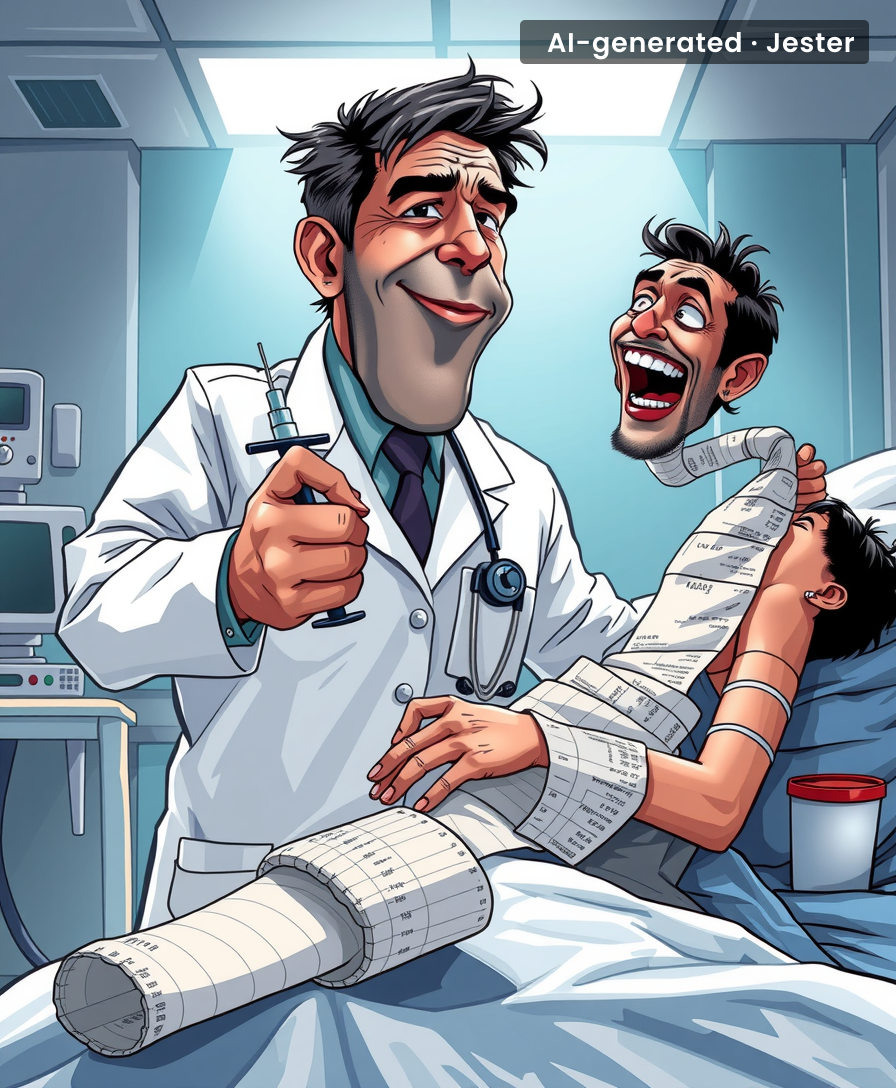 Nothing says healthcare like charging crores for the same venom the snake gave you for free.