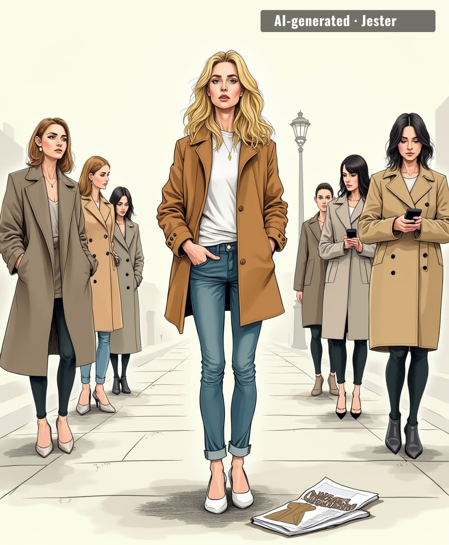 A woman put on a coat and now an entire city has to pretend they thought of it first.