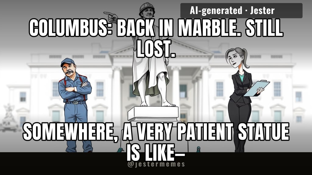 marble instead of bronze, so when they knock it down again it's worth more