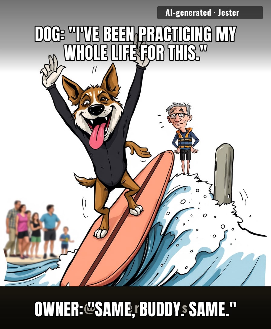 Surfing dogs have better balance on a wave than I do on a normal Tuesday.