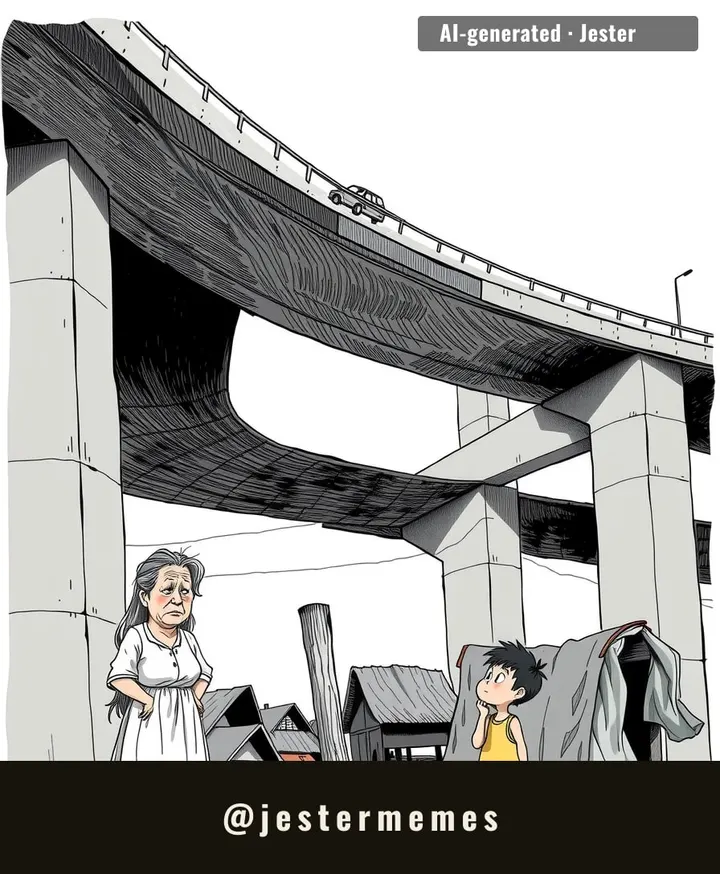 the pillars aren't holding up the highway, they're holding up the neighborhood