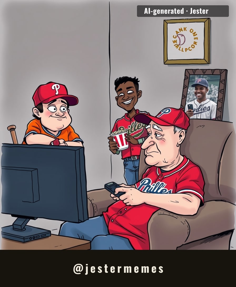 Orioles fans just watching a game; Phillies fans just watching a game and their therapist.