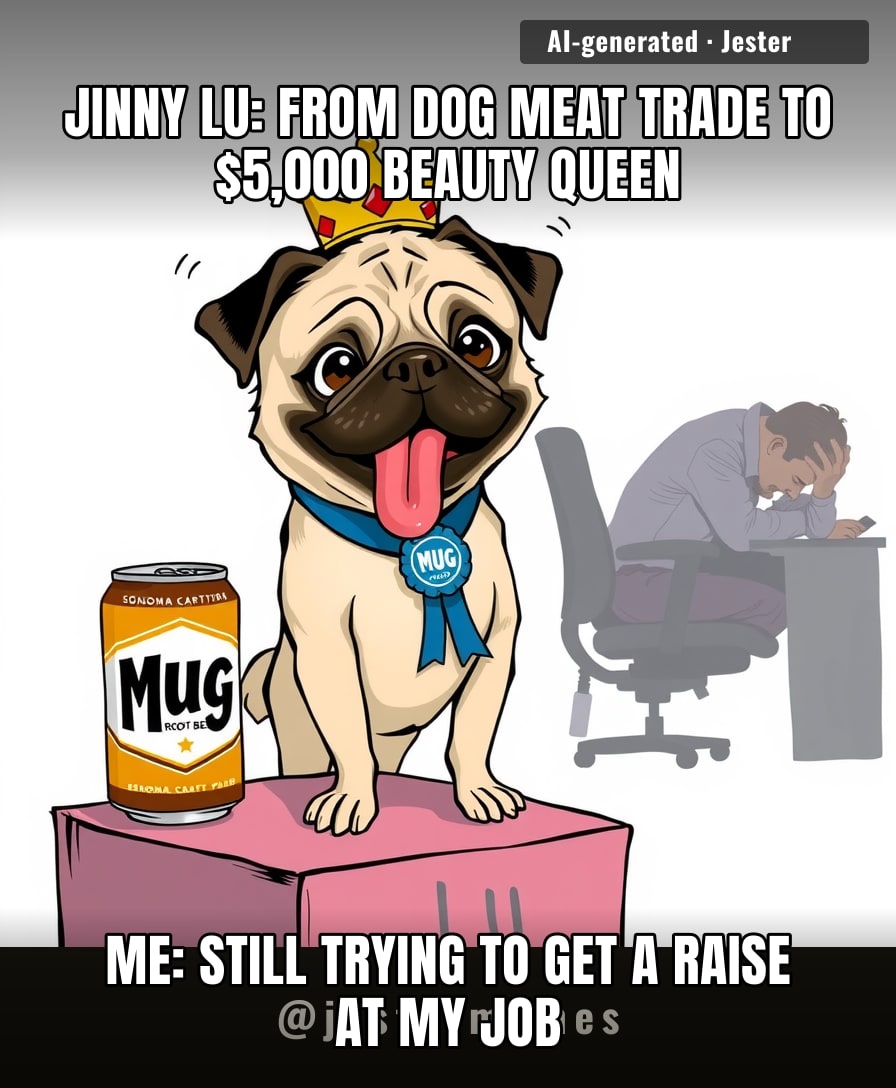 The pug's face is going on a root beer can, and I can't even get my face on a company ID badge without a retake.