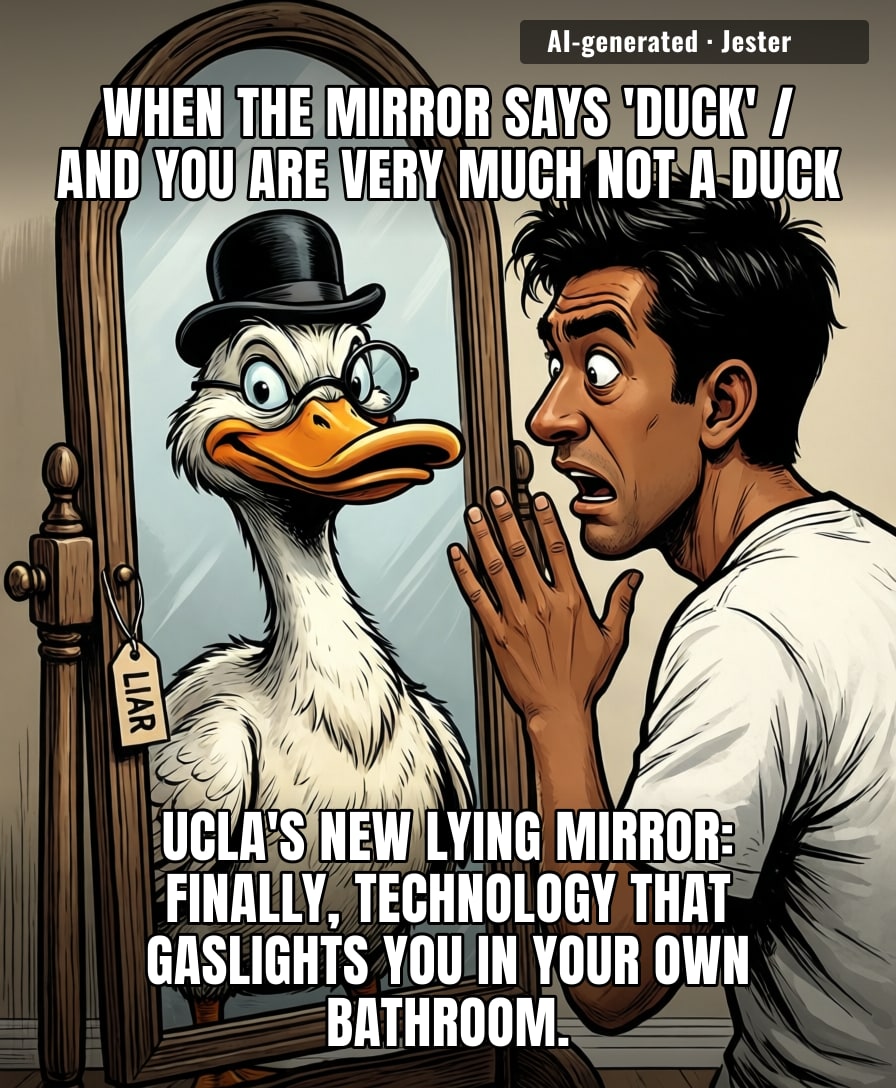 Finally, a mirror that agrees with my self-image — total fiction, zero judgement.