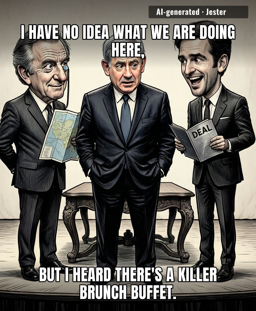 Tony Blair and Jared Kushner showing up to mediate a war is like asking a arsonist and a used car salesman to run the fire department.