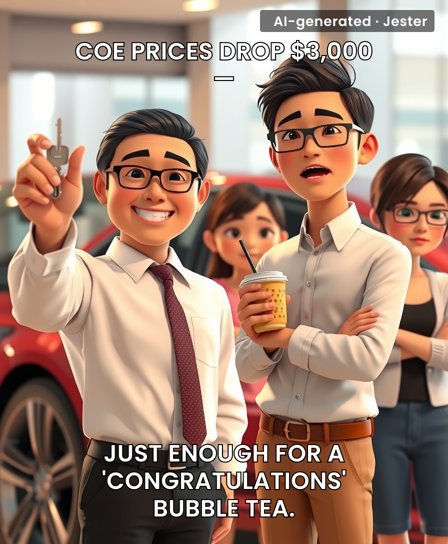 The only thing more absurd than a $3,000 drop on a $130,000 COE is the media calling it 'good news.'