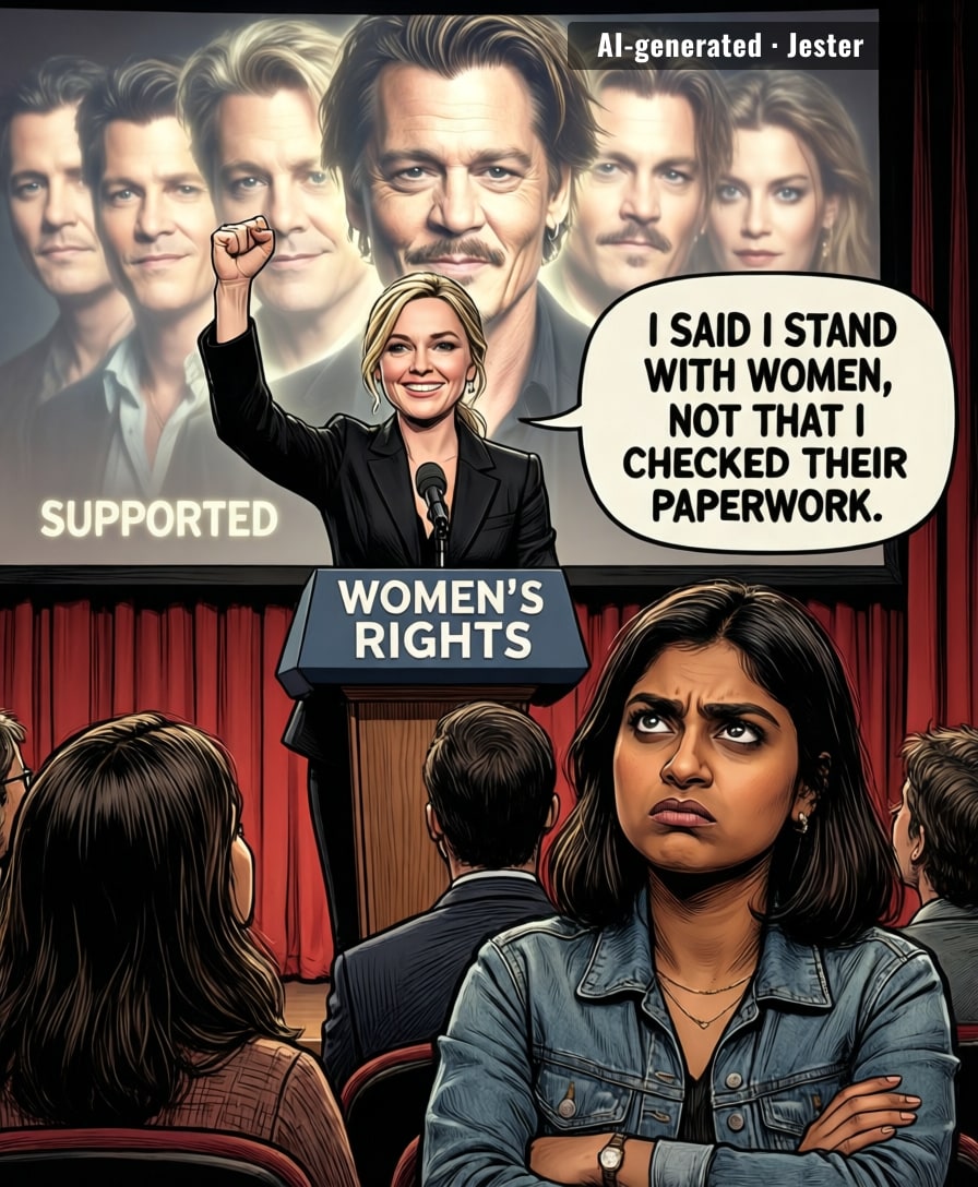 She supports women the way people support local businesses — when it's convenient and there's a photo op.