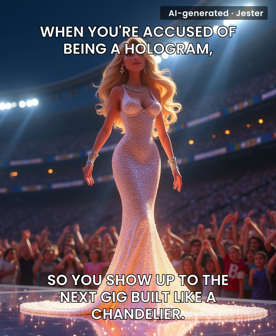 Shakira’s dress has more crystals than the conspiracy theories about her.