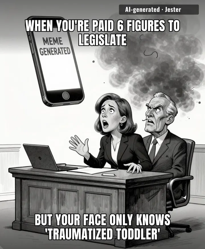 being a Senator is easy — it's 10% policy and 90% auditioning for a meme that will outlive your career.