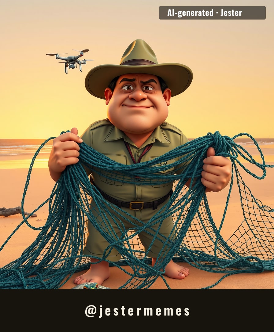 A 60-meter net melted into a plastic wheel — the sea's version of an ex who won't stop texting.