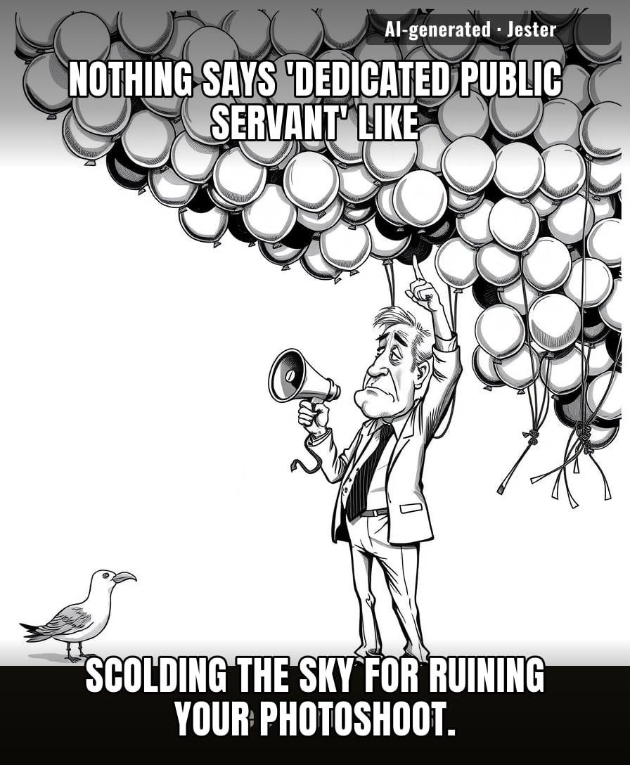 The irony of an MP policing a PR stunt is the most productive thing that balloon swarm has done all week.