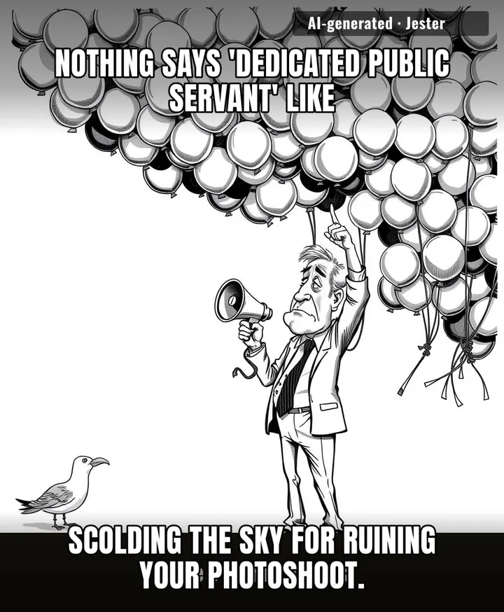 The irony of an MP policing a PR stunt is the most productive thing that balloon swarm has done all week.