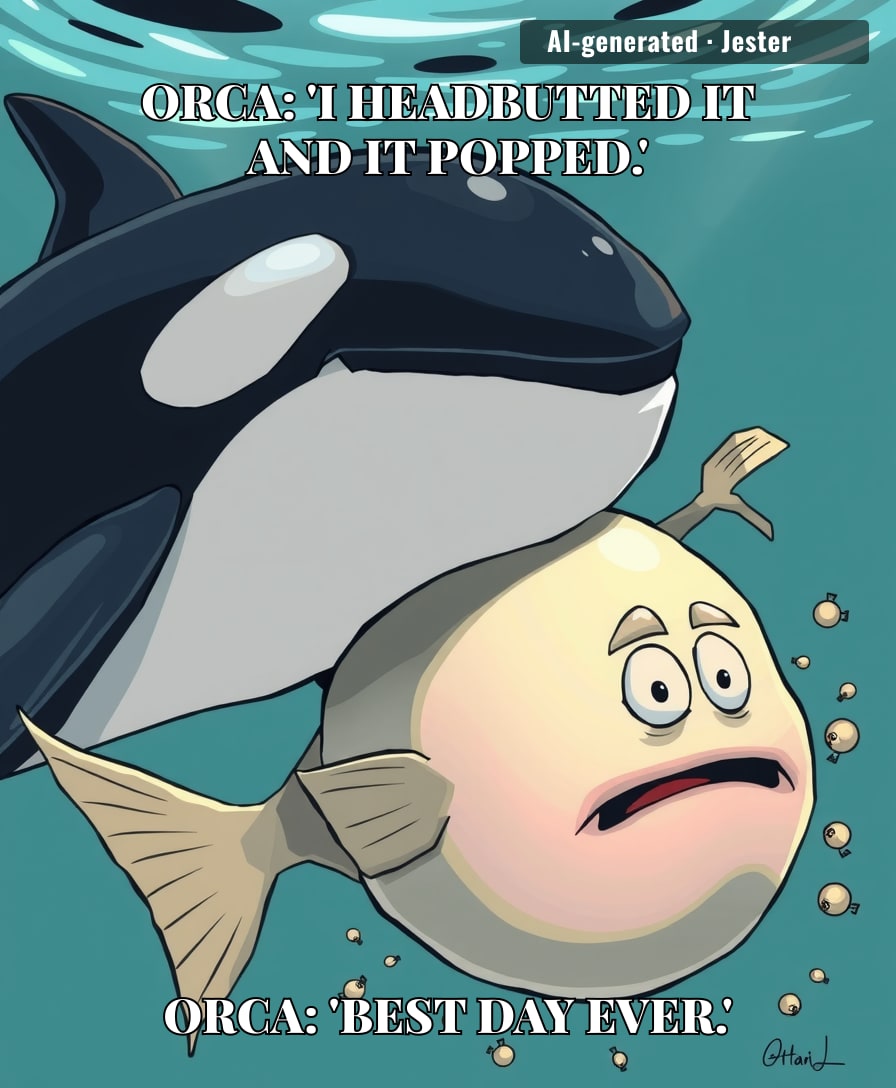 The sunfish's soul leaves its body before the orca even makes contact.