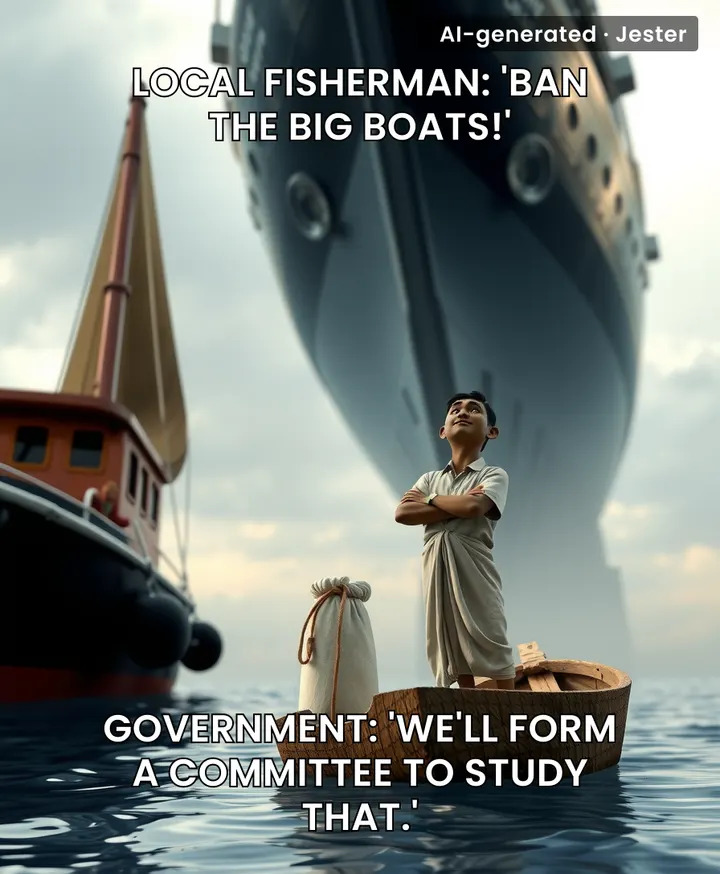 Kerala fishermen demand a ban on large trawlers, and the government responds with a committee — a 10-year delay dressed up as concern.