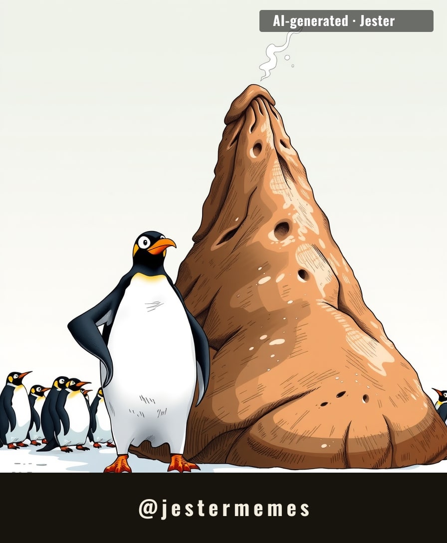 one penguin, one pile, one continent's worth of regret.
