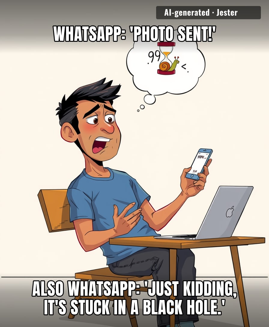 WhatsApp's photo upload is the only thing that believes in 'eventually' more than my gym membership.