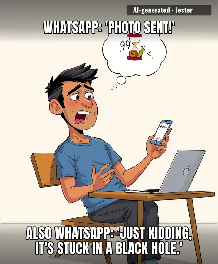 WhatsApp's photo upload is the only thing that believes in 'eventually' more than my gym membership.
