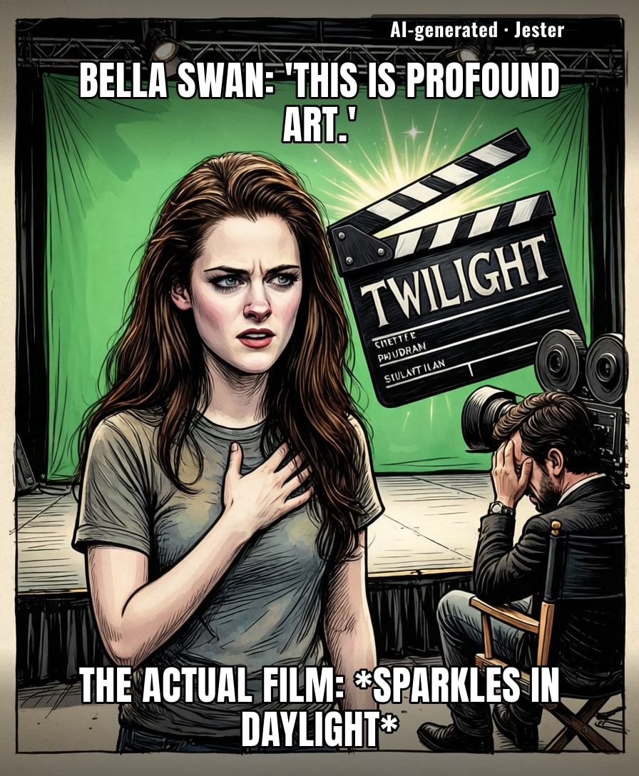 Kristen's real vampire curse: being 17 and taking Twilight seriously, while the internet eternally reminds her it was a sparkly soap opera.