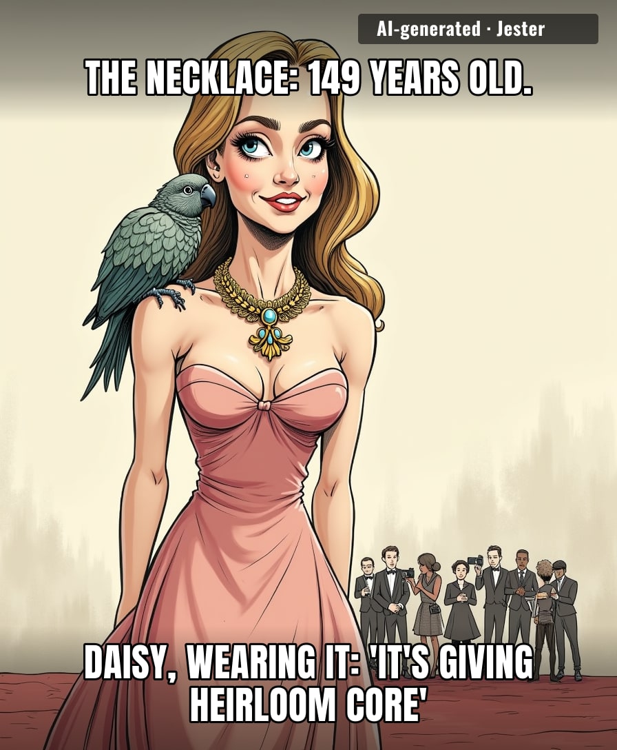 the necklace has been to fewer press junkets than daisy and it's still the most experienced one there