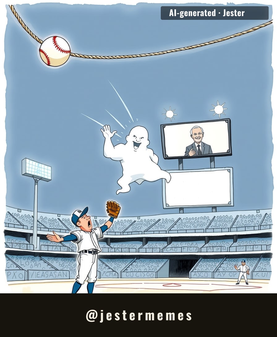the ball hit a wire and they just agreed to pretend it was caught