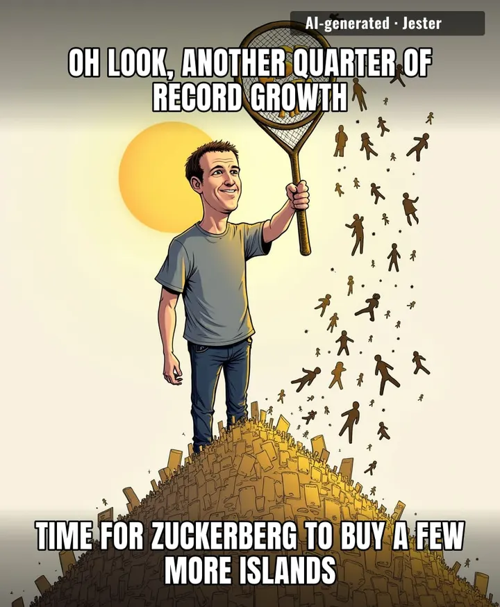 Meta earnings are essentially just a quarterly progress report on how much of the human experience the shareholders successfully managed to harvest into an ad-delivery pipe.