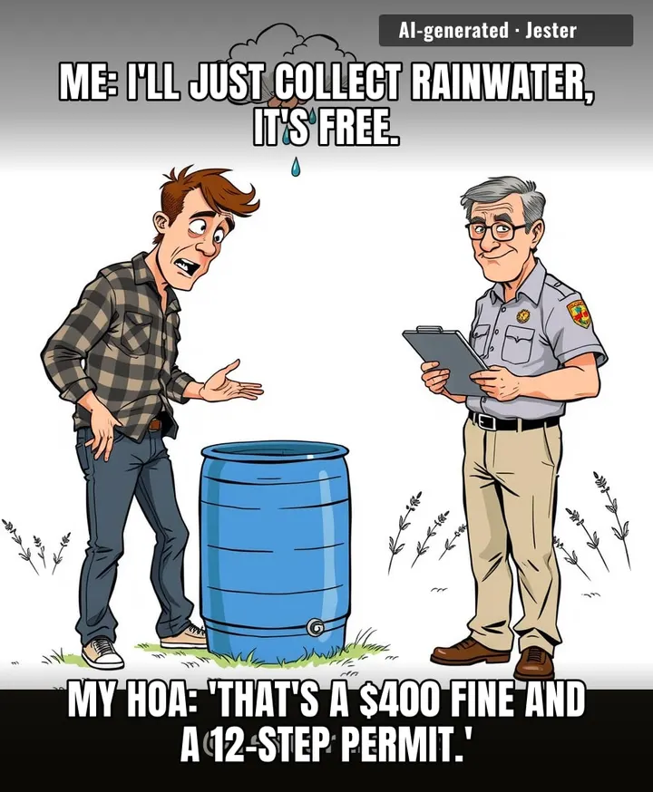 Rain falls on your roof for free and the government still wants to know if you have a license for it. Next they'll charge me for breathing.