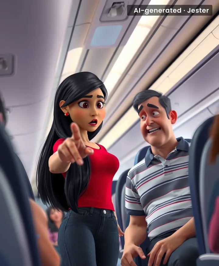 Nothing says 'welcome to the flight' like a seat bandit getting a crash course in boundaries.