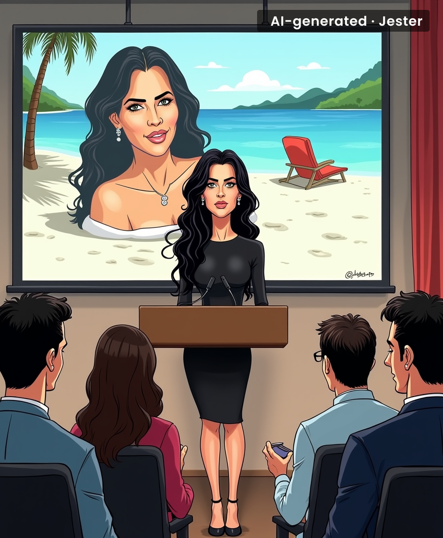Kim explaining vacation pics while grieving is like showing up to a funeral in a swimsuit and wondering why people are looking at you funny.