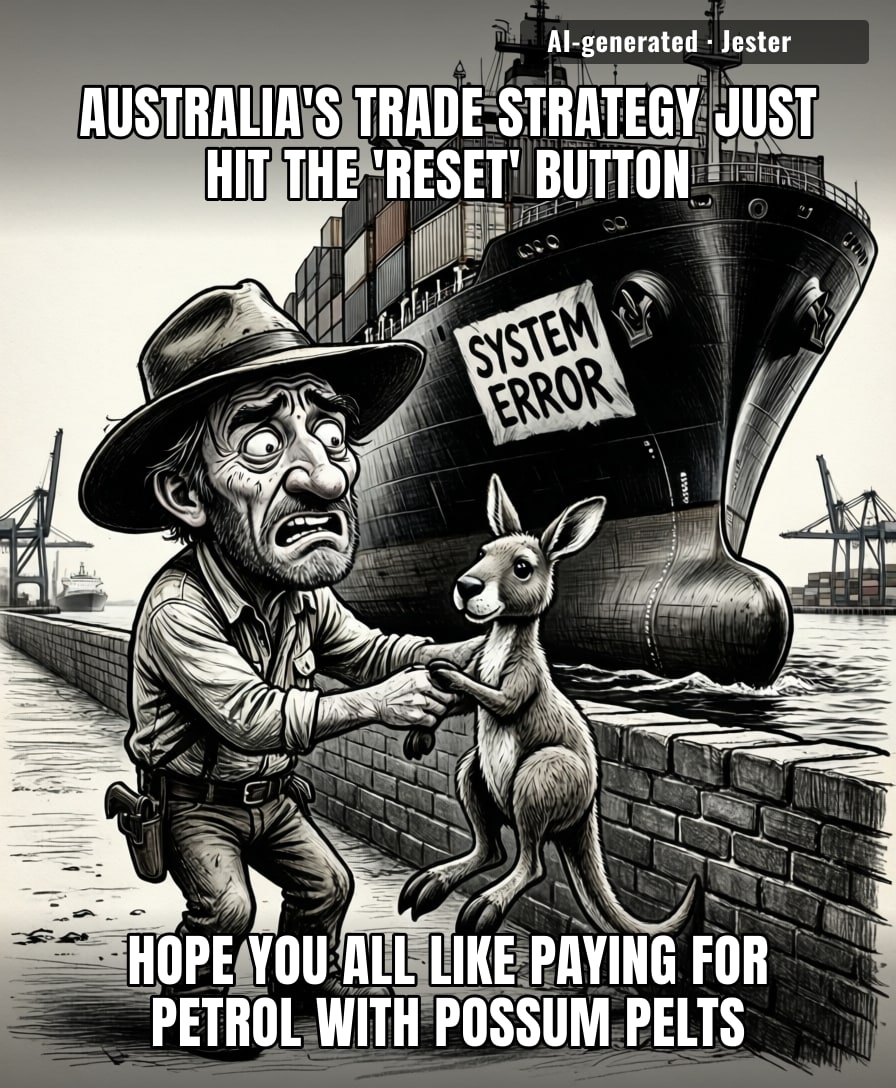 The global trade system is so thoroughly cooked we're about one missed shipment away from trading our remaining dignity for a crate of canned beans.
