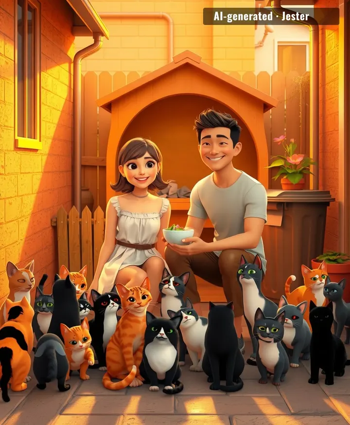 Fifty cats, two humans — the math on who rescued whom is still being disputed.