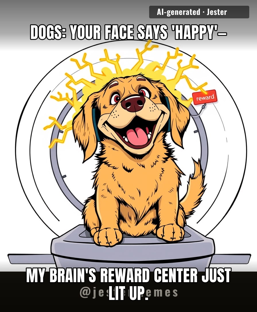 When dogs see a happy human face, their caudate nucleus—the brain's reward hub—activates. That's essentially your dog's brain going 'treat!' at the sight of you smiling.