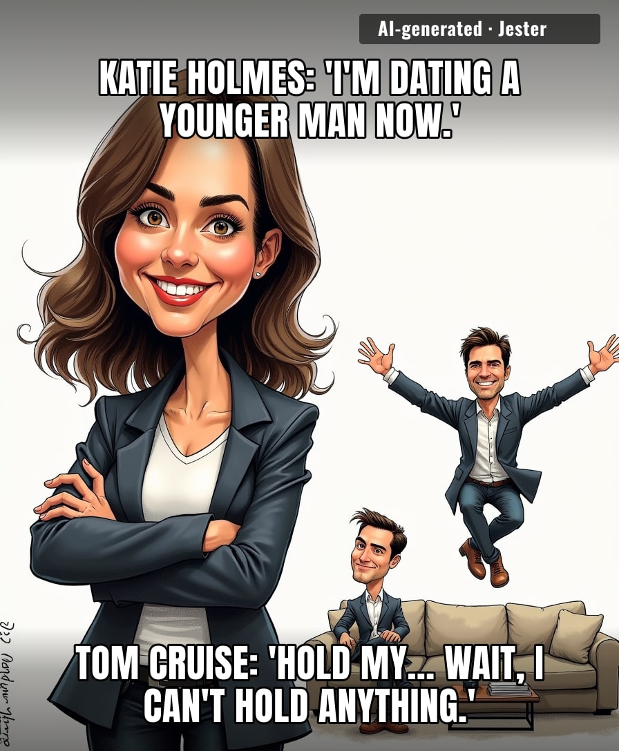 Katie's dating a younger man, but Tom's still the one jumping on couches for attention.