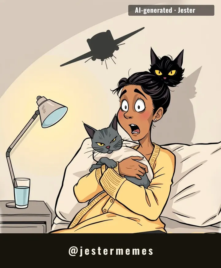 cat can't blink and now I've got a furry landlord with a permanent surveillance policy
