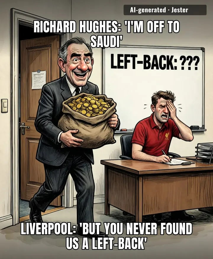 Three years, no left-back, and Hughes still got a promotion — some of us can't even get a raise after doing actual work.