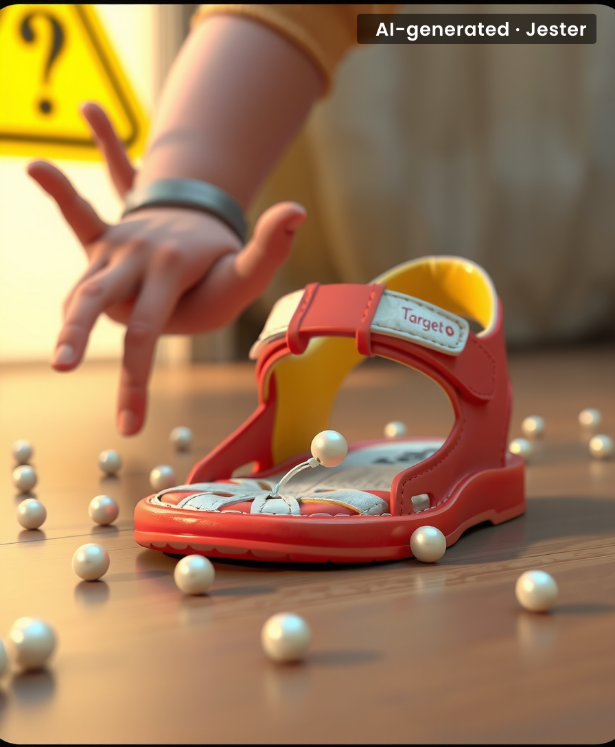 Nothing says premium quality like footwear that doubles as a choking hazard for toddlers.