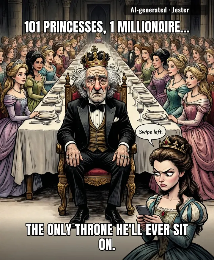 An eccentric millionaire throws a party for 101 princesses and still can't get a second date.