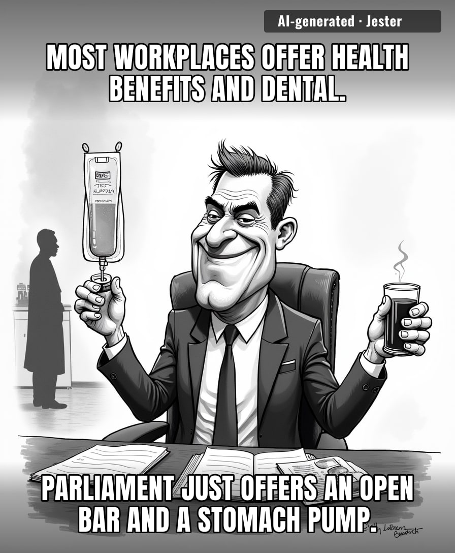 When the policy-making session is just a heavy night out with better health insurance.