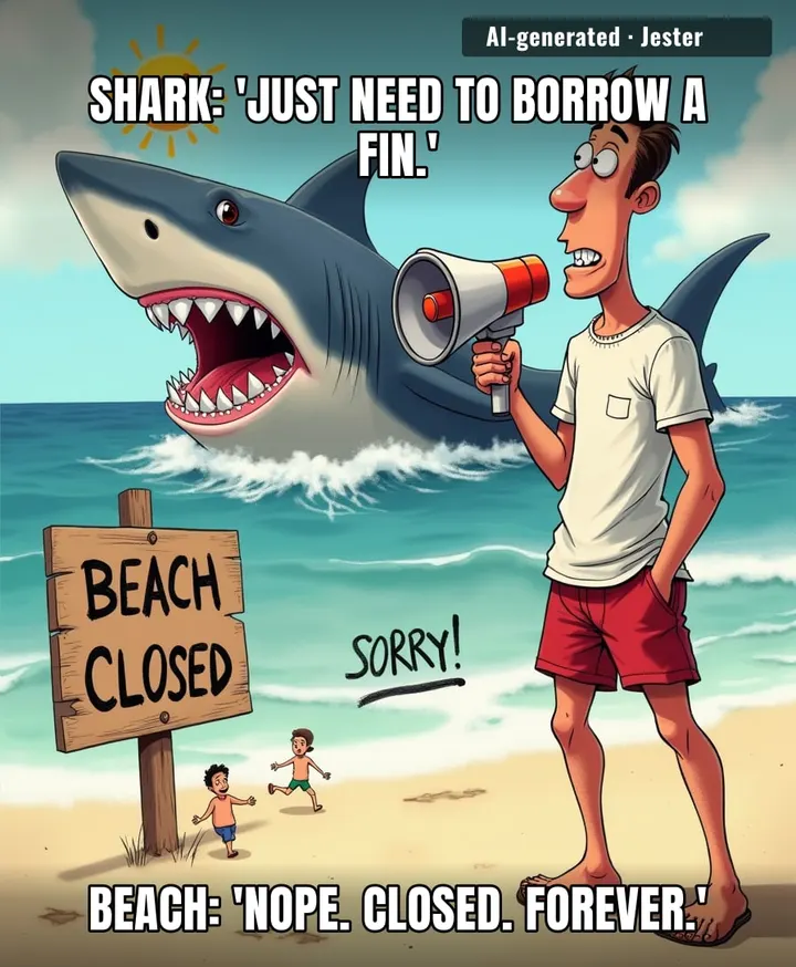 The shark didn't close the beach; the beach closed itself out of sheer embarrassment.