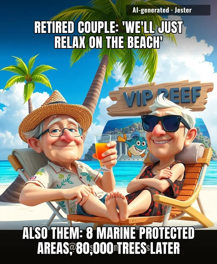 Some people retire to a beach; the Tardieus retired to a coral reef reconstruction site.
