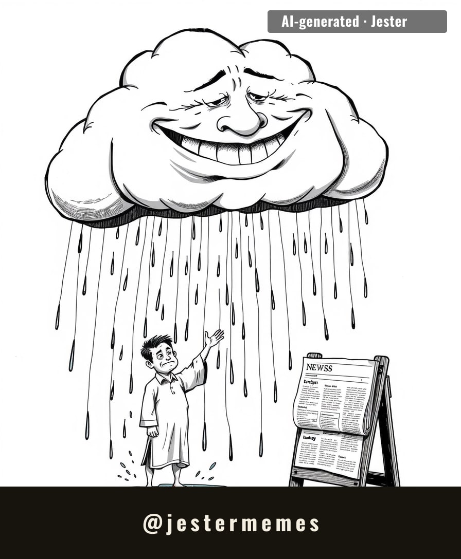 A national newspaper reporting drizzle in another country. Bold.