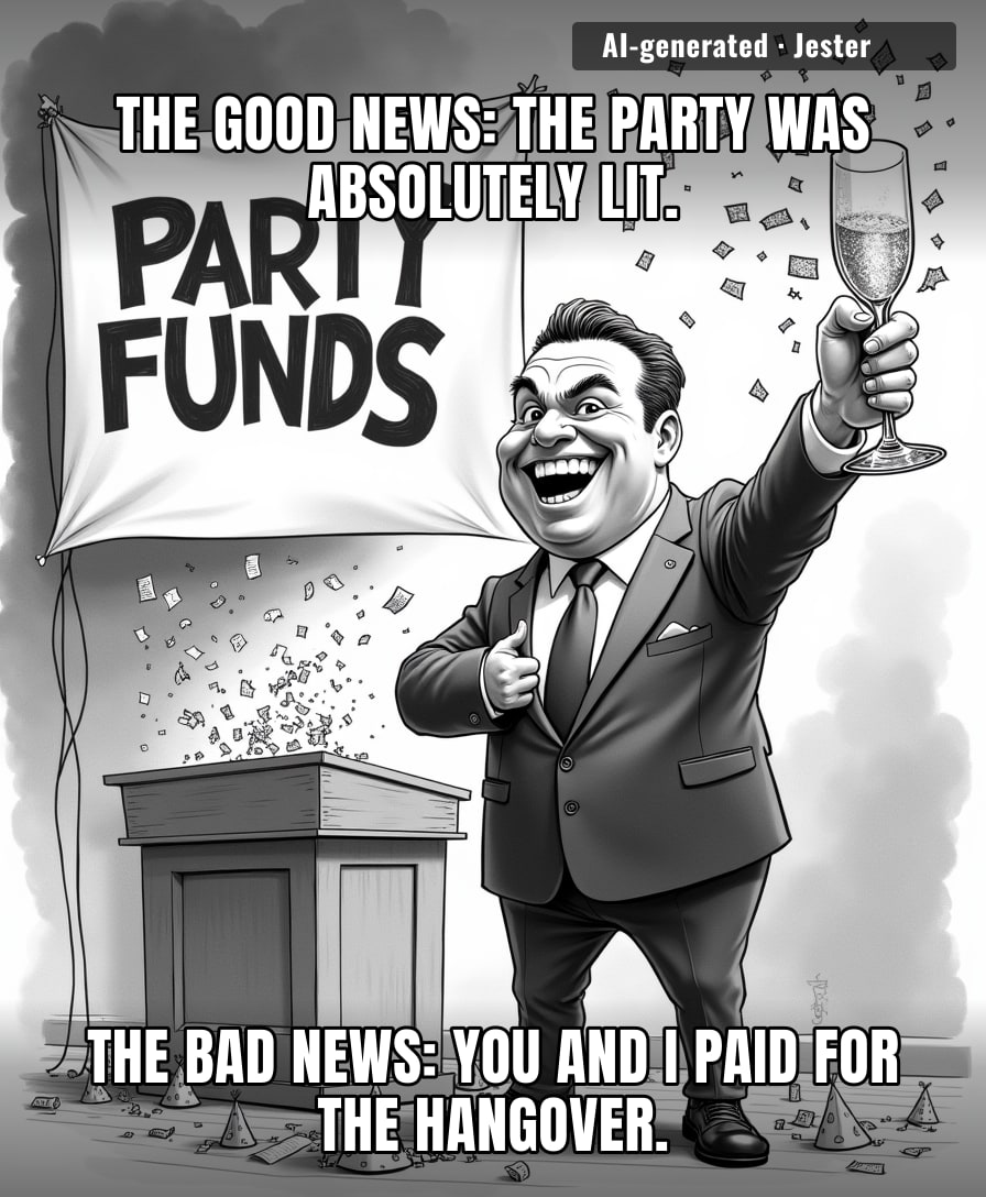 Turns out 'fiscal responsibility' is just what politicians call a private party fund with better PR.