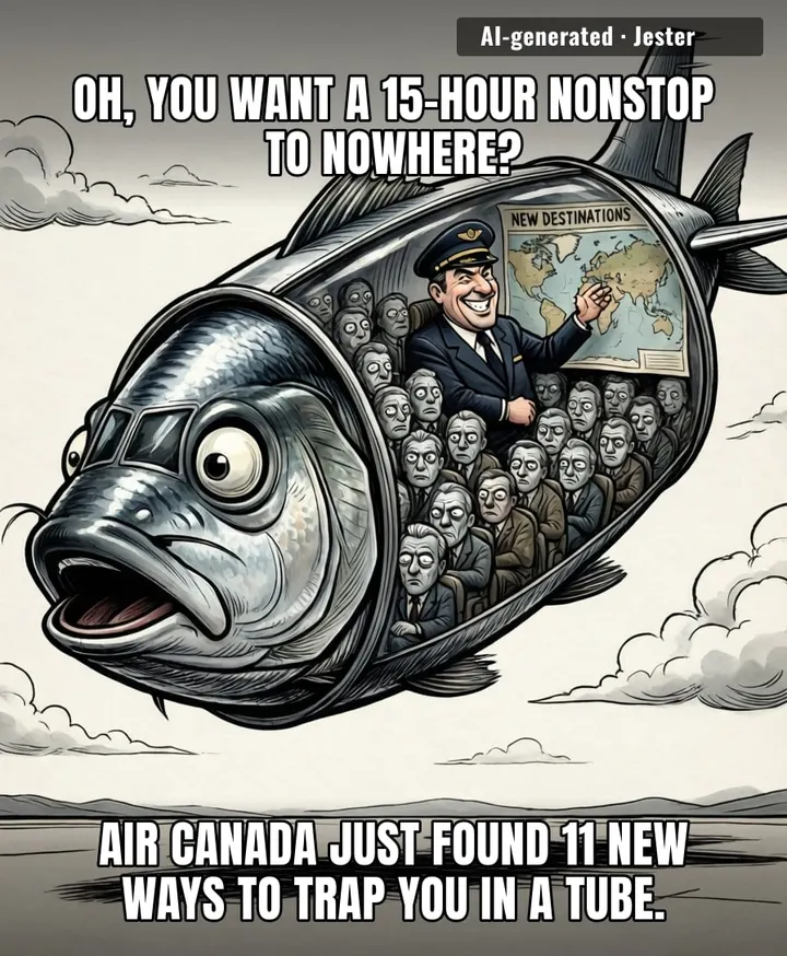 Air Canada's expansion strategy: if we fly you far enough away, you can't complain about the baggage fees.