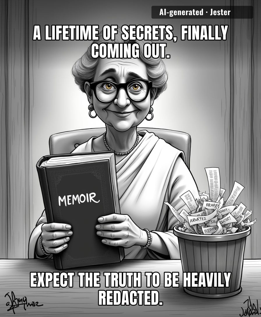 Sonia Gandhi releasing a memoir is like a magician publishing a book on how to perform tricks — it’ll be five hundred pages of misdirection and absolutely no mention of the trapdoor.