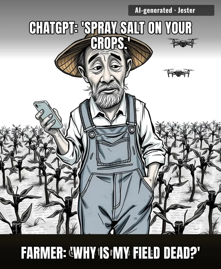 AI is great for writing poems about farmers, but for actual farming advice it's about as useful as a scarecrow with a podcast.