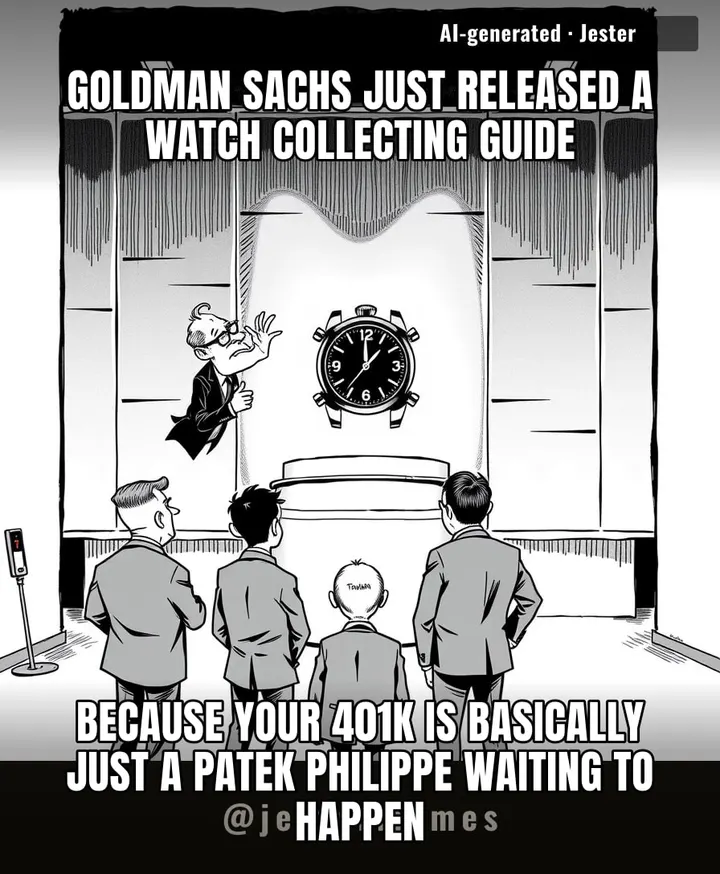 Goldman Sachs advising on luxury watches is just the financial equivalent of a cannibal writing a cookbook for vegetarians.